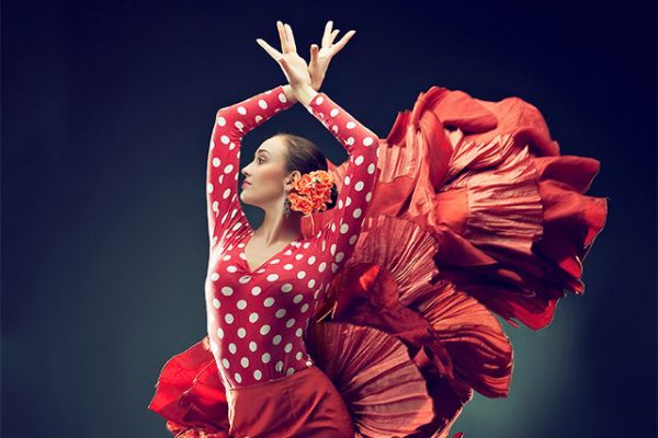 flamenco dancing girl in a red dress