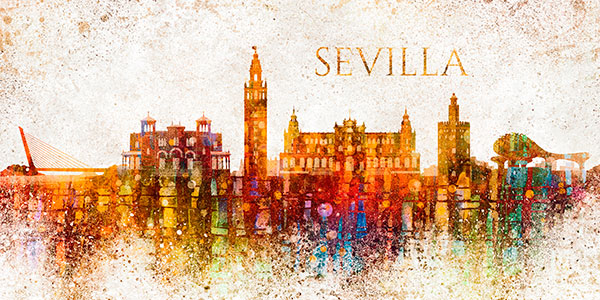 Painting of the Seville cityscape