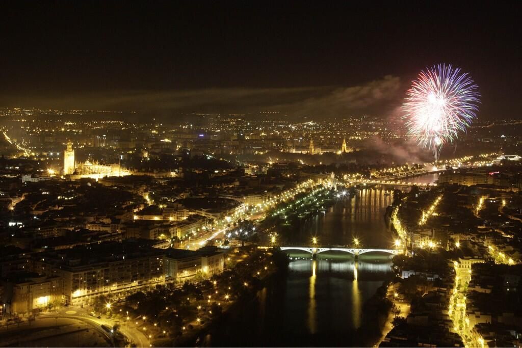 Fireworks display on romantic trip to Seville