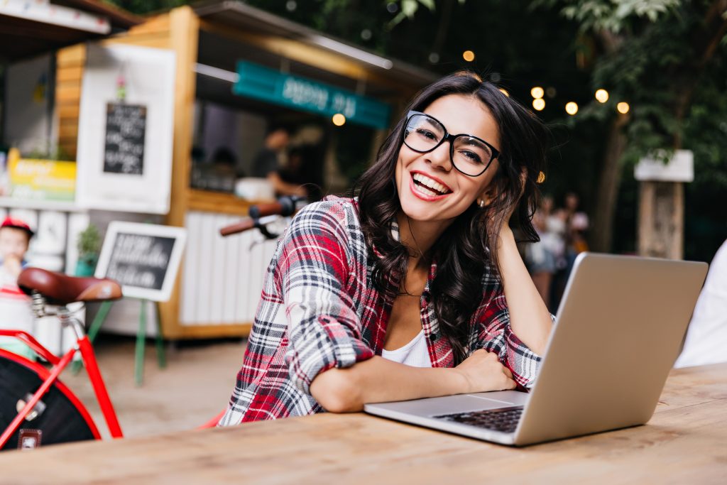 Woman student photo with laptop