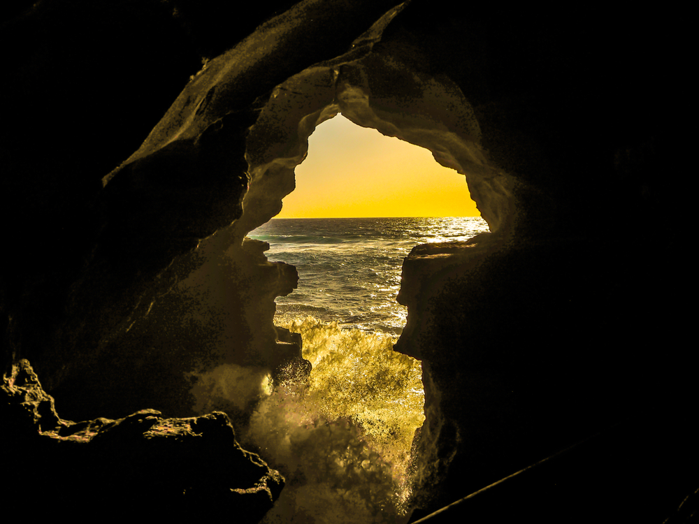 Sunset at Tangier caves in Morocco. Taken on a trip from Spain to Morocco