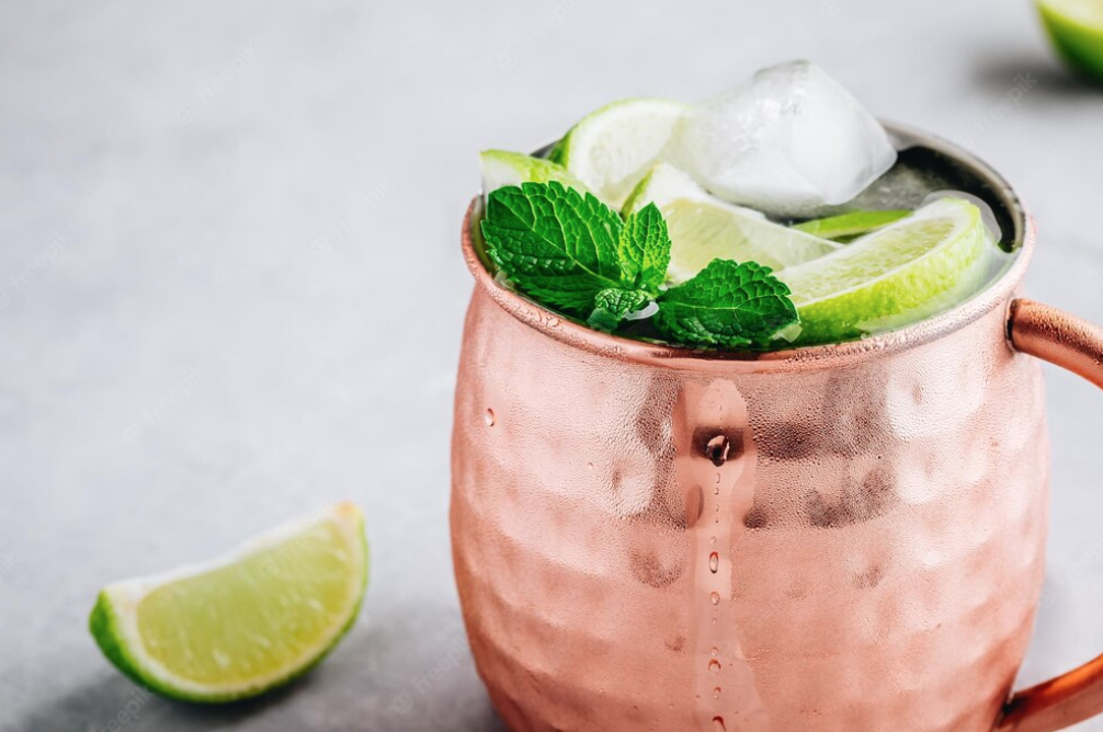 Moscow Mule cocktail served in Copper mug. Photo credit @daraz